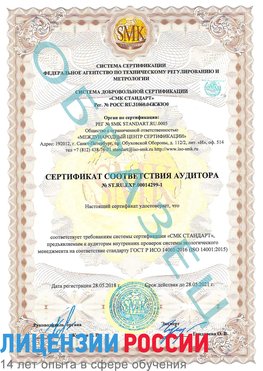 Образец сертификата соответствия аудитора №ST.RU.EXP.00014299-1 Протвино Сертификат ISO 14001